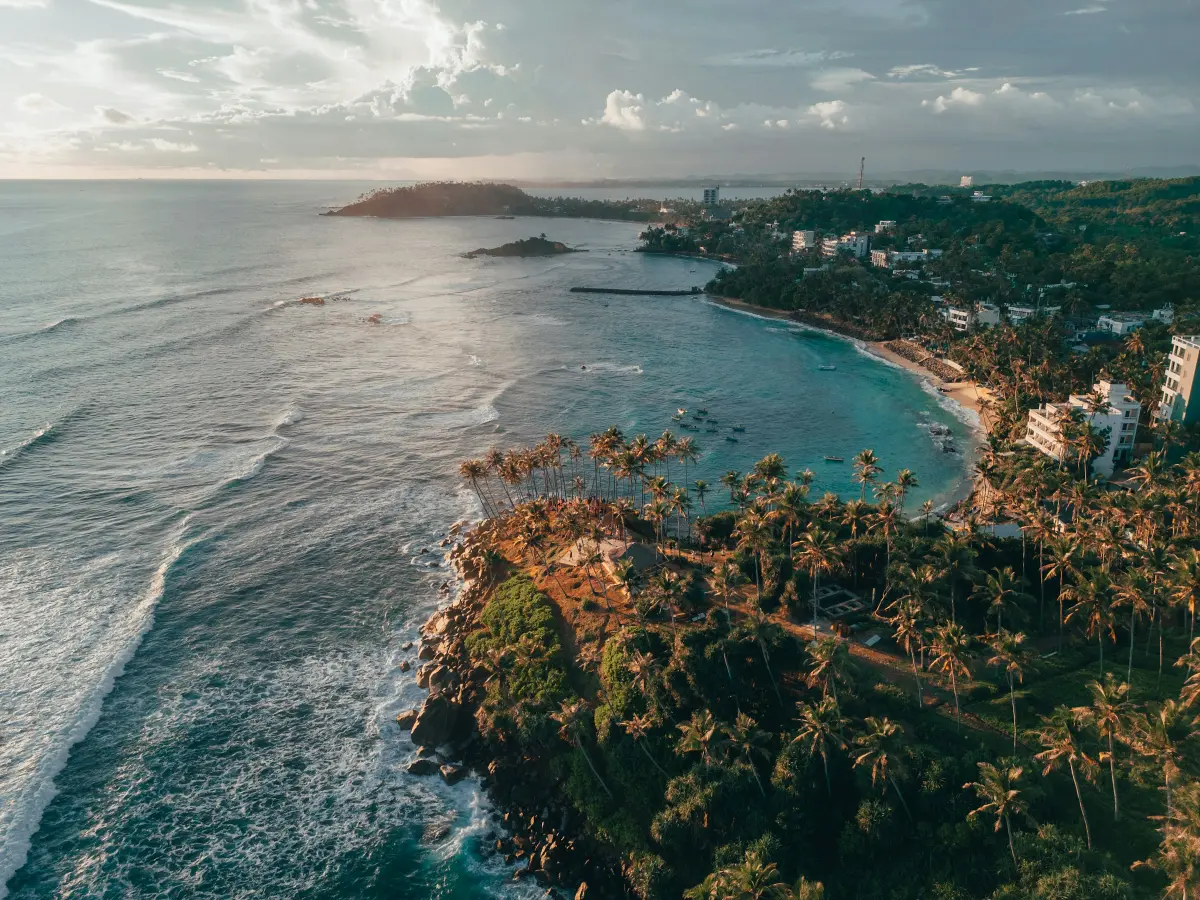 Aerial view of a Sri Lankan coastline